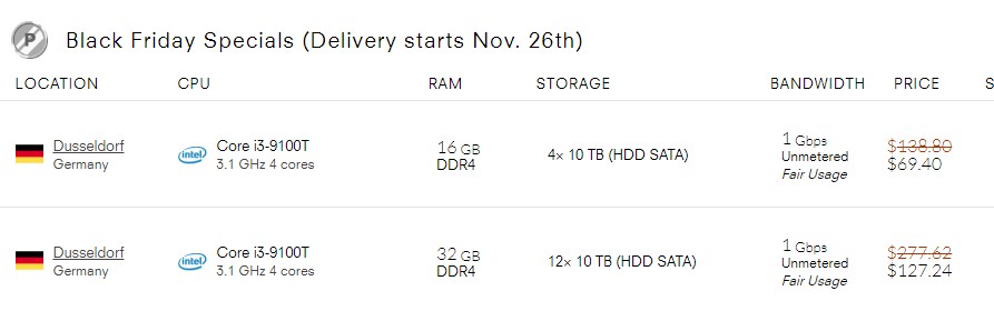 【黑五】OneProvider：$69.57/月/i3-9100T/16GB内存/40TB硬盘/不限流量/1Gbps带宽/德国