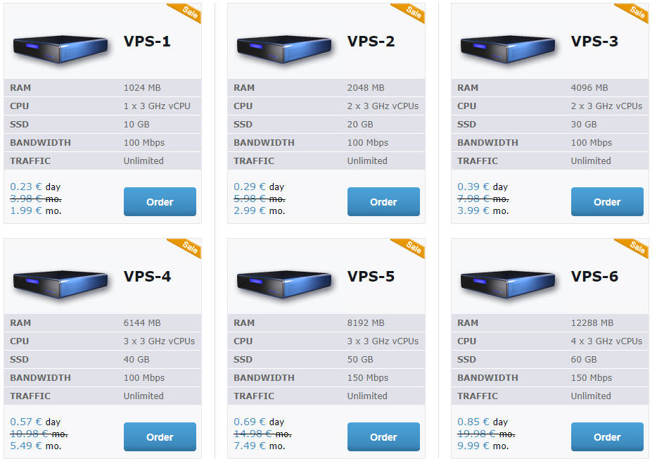 VPSnet：€1.99/月/1GB内存/10GB SSD空间/不限流量/100Mbp端口/OpenVZ/立陶宛