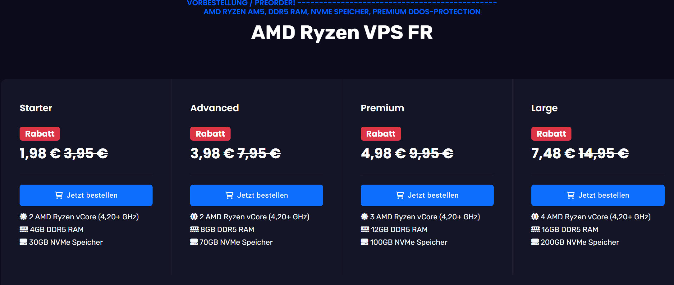 Alveon：€1.98/月/2核@AMD Ryzen/4GB内存/30GB NVMe硬盘/不限流量/1Gbps端口/KVM/德国